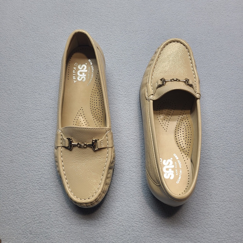 SAS Metro-P Loafers Womens 6W Bone New Leather Bit Detail Comfort Shoes